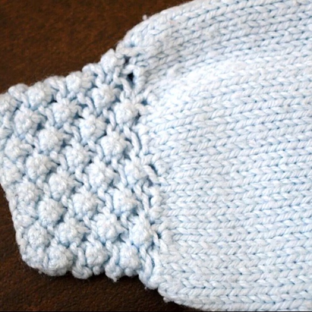 Handknitted  Baby Cardigan Sweater Baby blue w/One  Button Raglan sl. 3-… - Picture 3 of 7